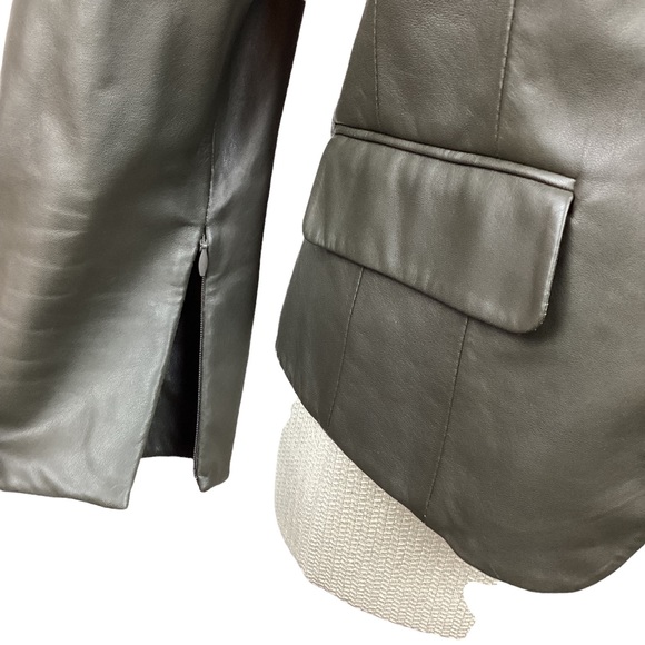 Per Se Leather Jacket Zip Up Dark Gray - Picture 9 of 14